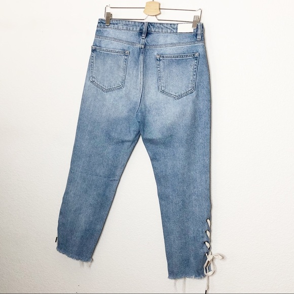 Hidden Light Wash Straight Leg Ankle Tie Boyfriend Jeans - Picture 6 of 6